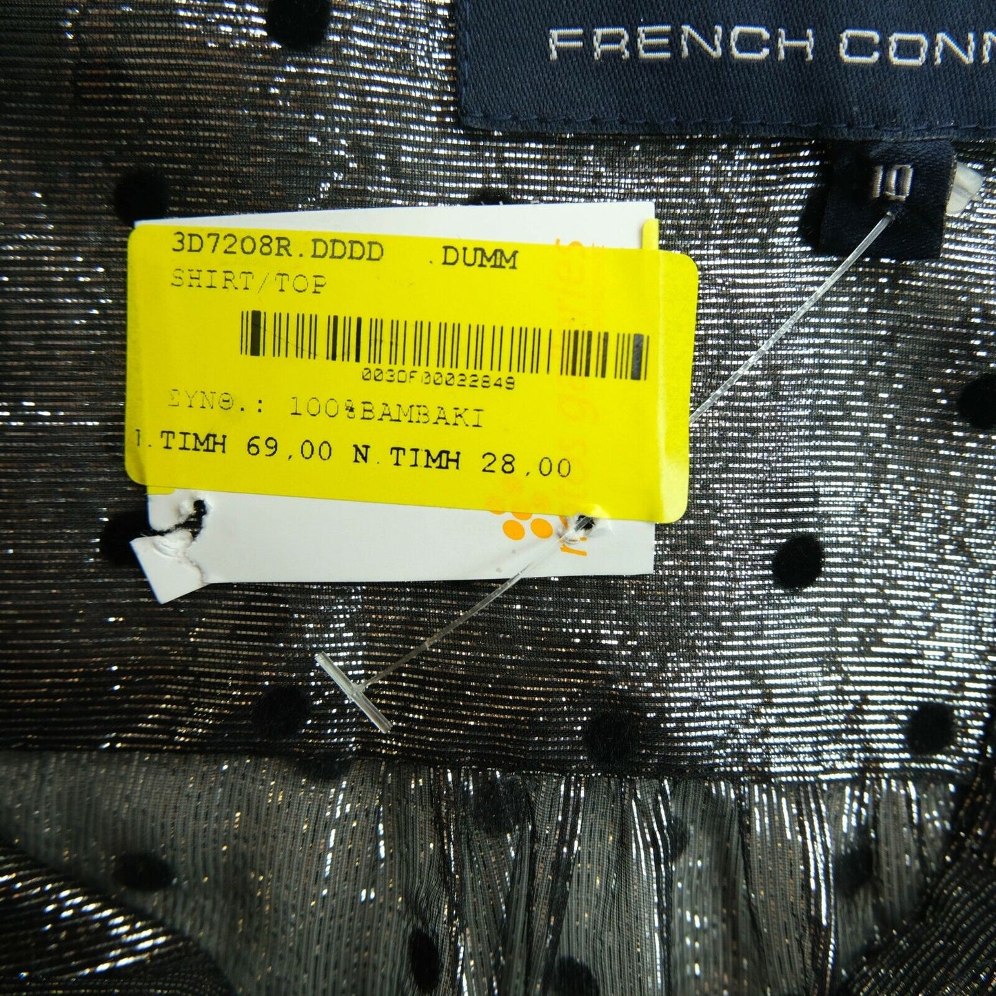 FRENCH CONNECTION Chemise argentée à manches courtes et col en V Taille 10 - S