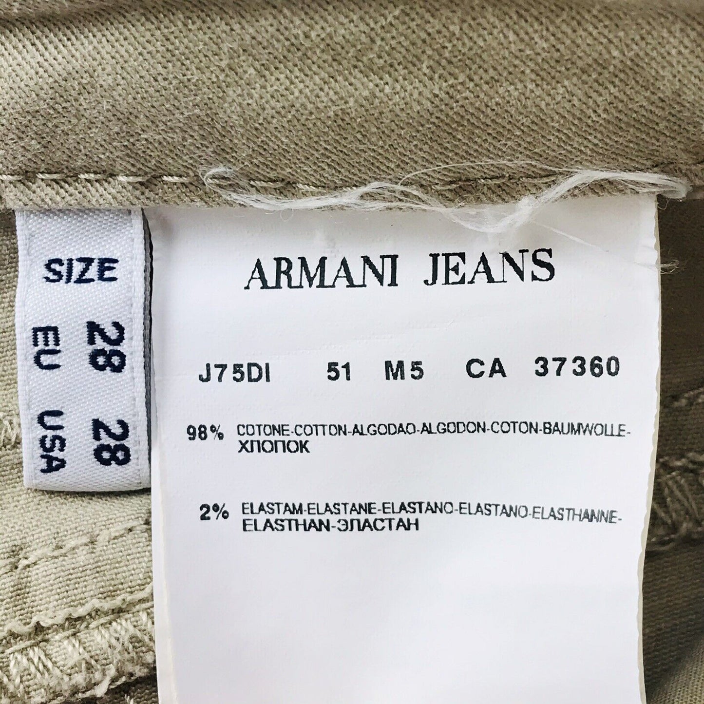 Armani Jeans Damen Jeans mit Stretch-Anteil in normaler, gerader Passform, Größe W28 L33, Beige