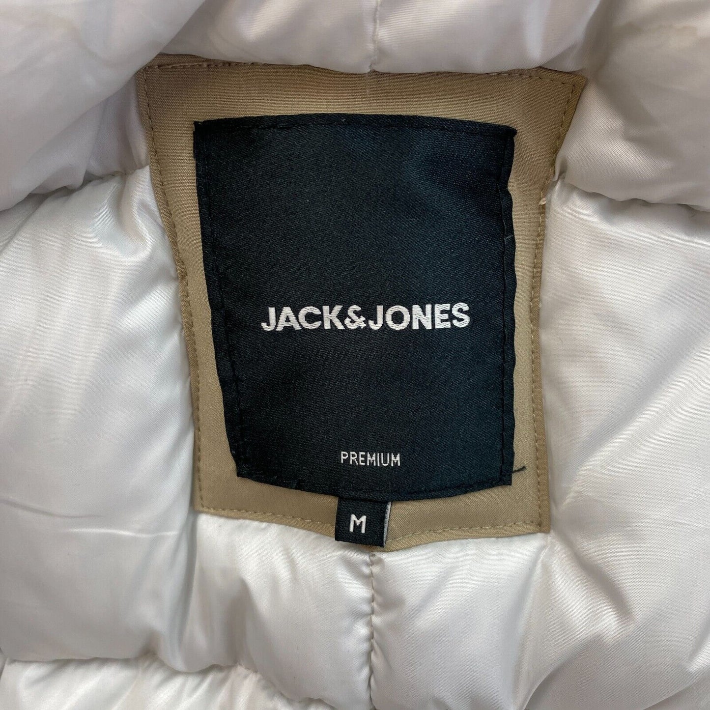 JACK&amp;JONES Herren Dunkelbeige Blakeen Parka mit Kapuze Mantel Jacke Größe M