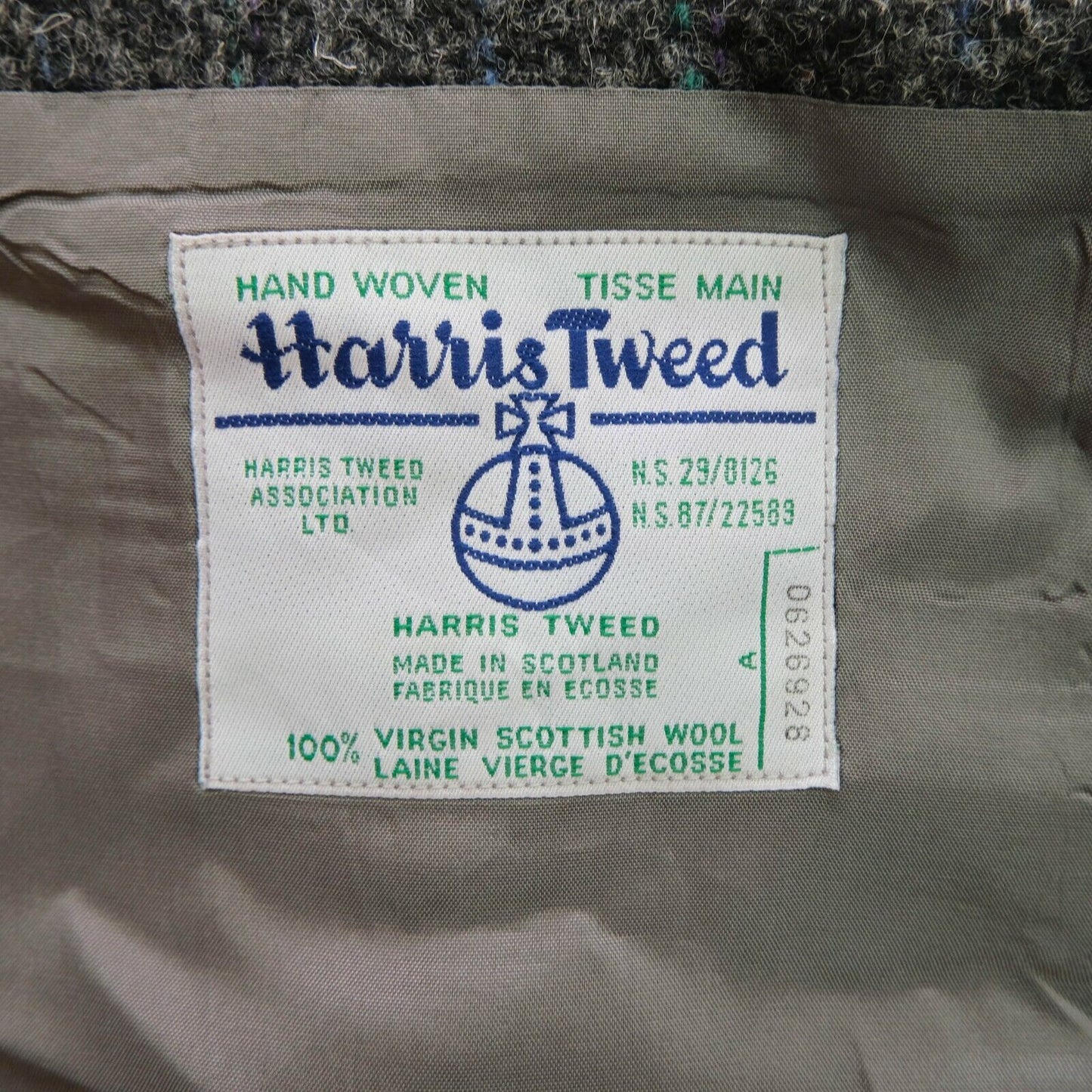 Harris Tweed 100% Wool Grey Jacket Blazer Size US/UK 46 EUR 56