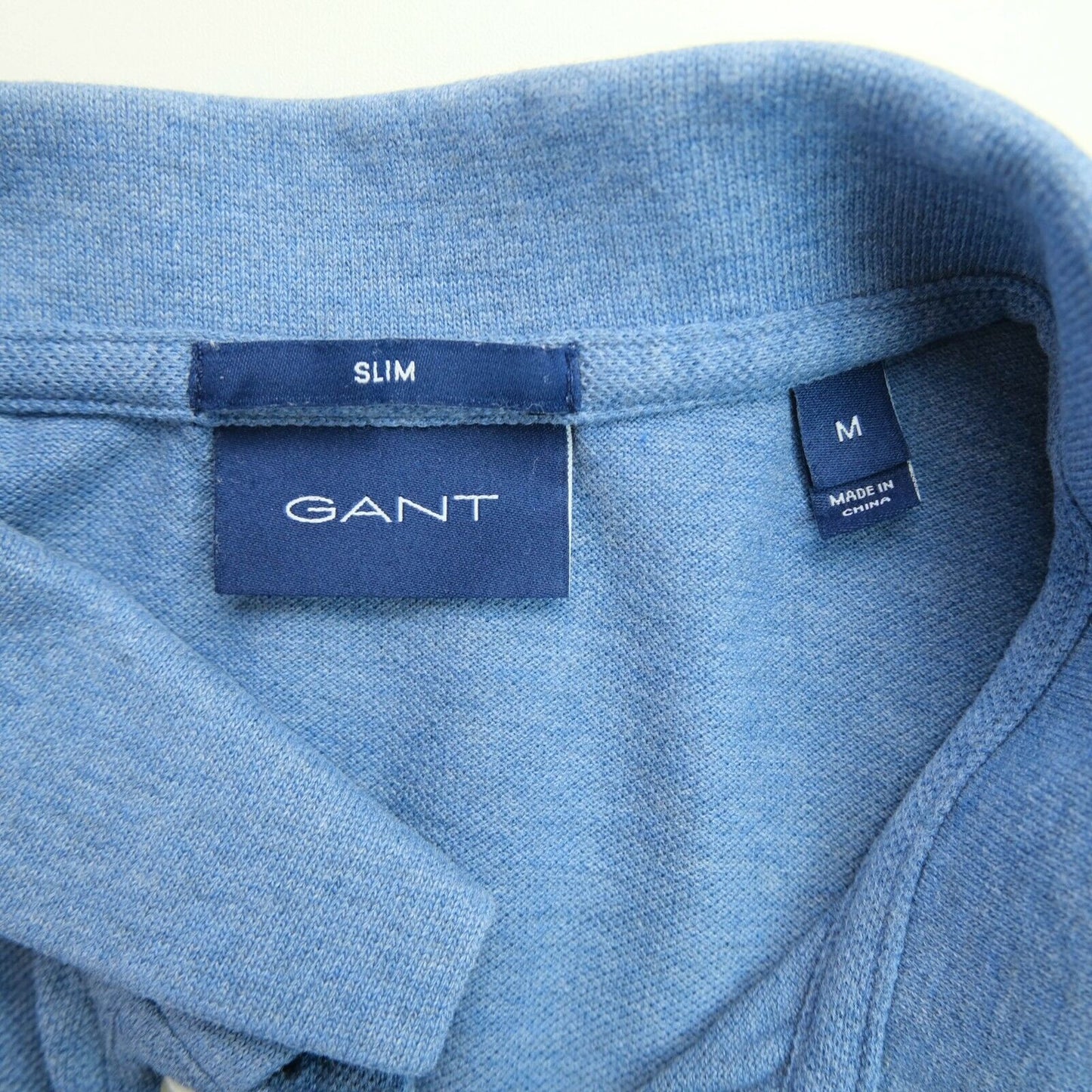 GANT Blue Logo Polo Neck Slim T Shirt Size M