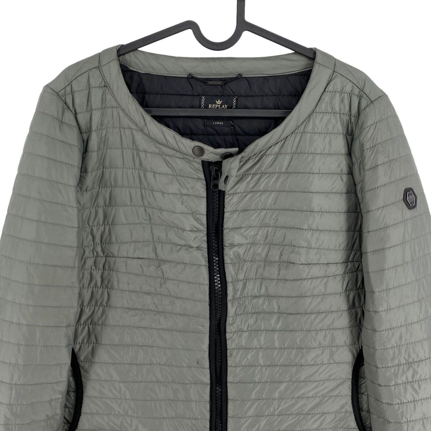 Replay Grey Padded Quilted Coat Jacket Size L