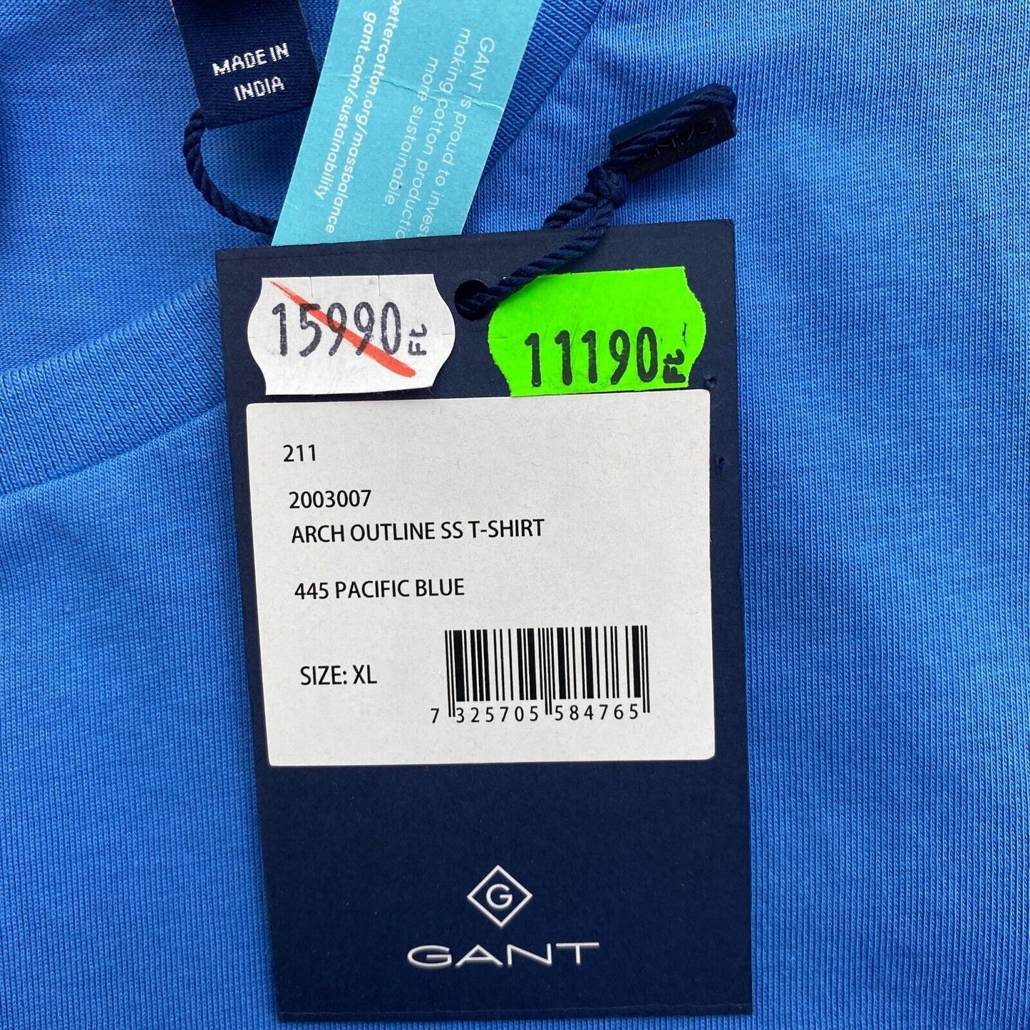 GANT Blue Arch Outline Crew Neck T Shirt Size XL