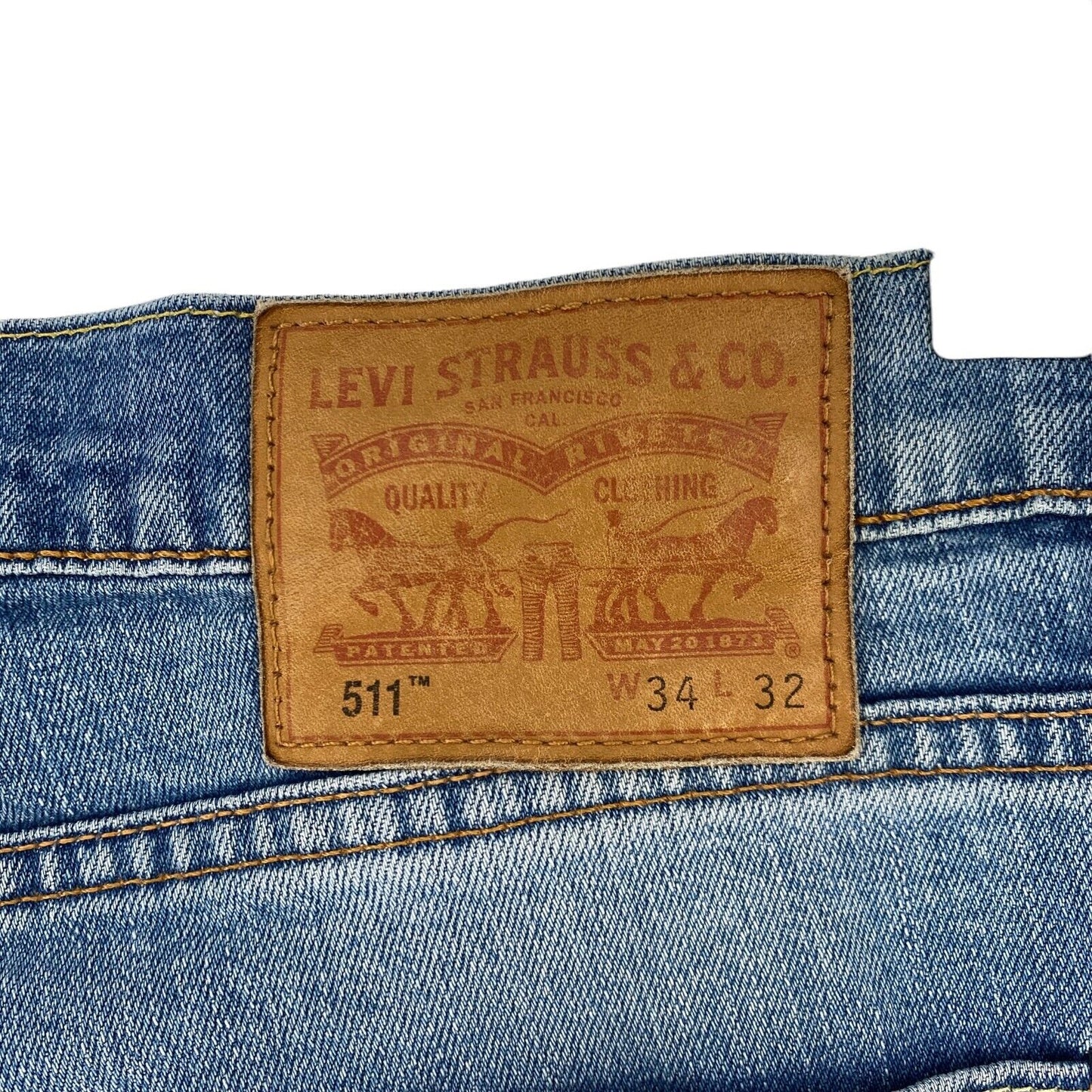 Levi's 511 – Stretch-Jeans in Slim Fit im Used-Look, Blau, W34 L32