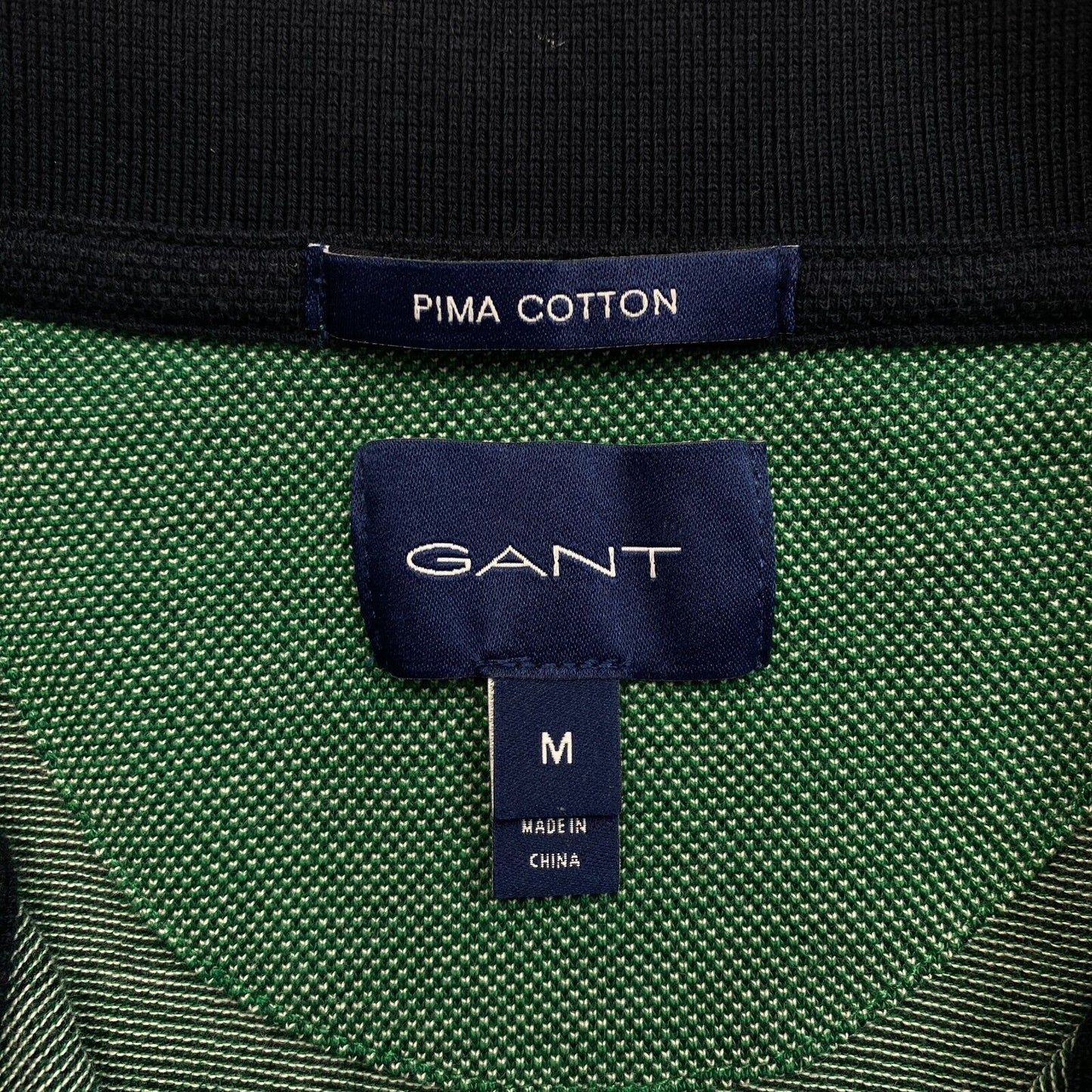 GANT Men Green 4-Col Oxford Pique Short Sleeves Polo Shirt Size M