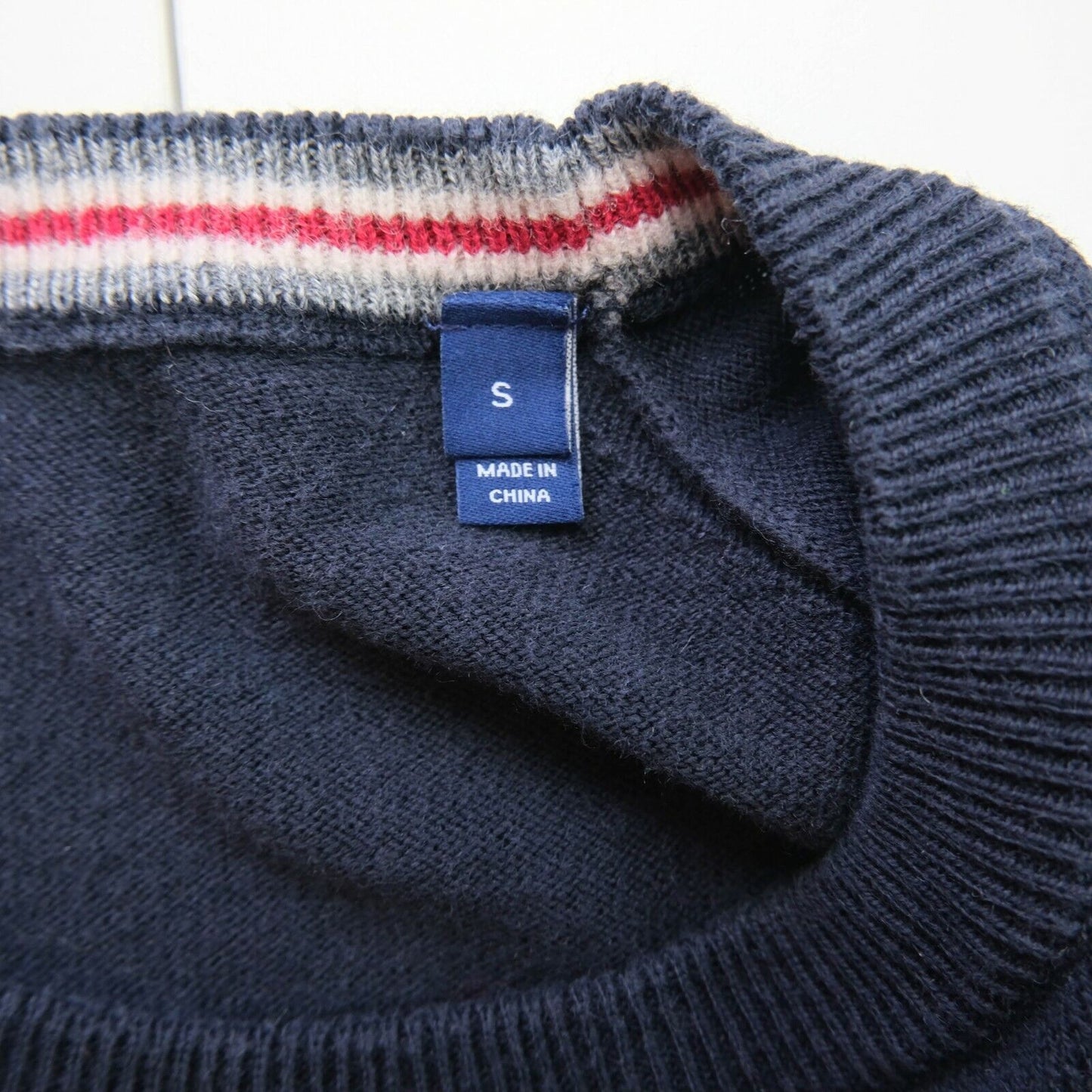 GANT Navy Blue Crew Neck Cotton Wool Blend Sweater Jumper Size S