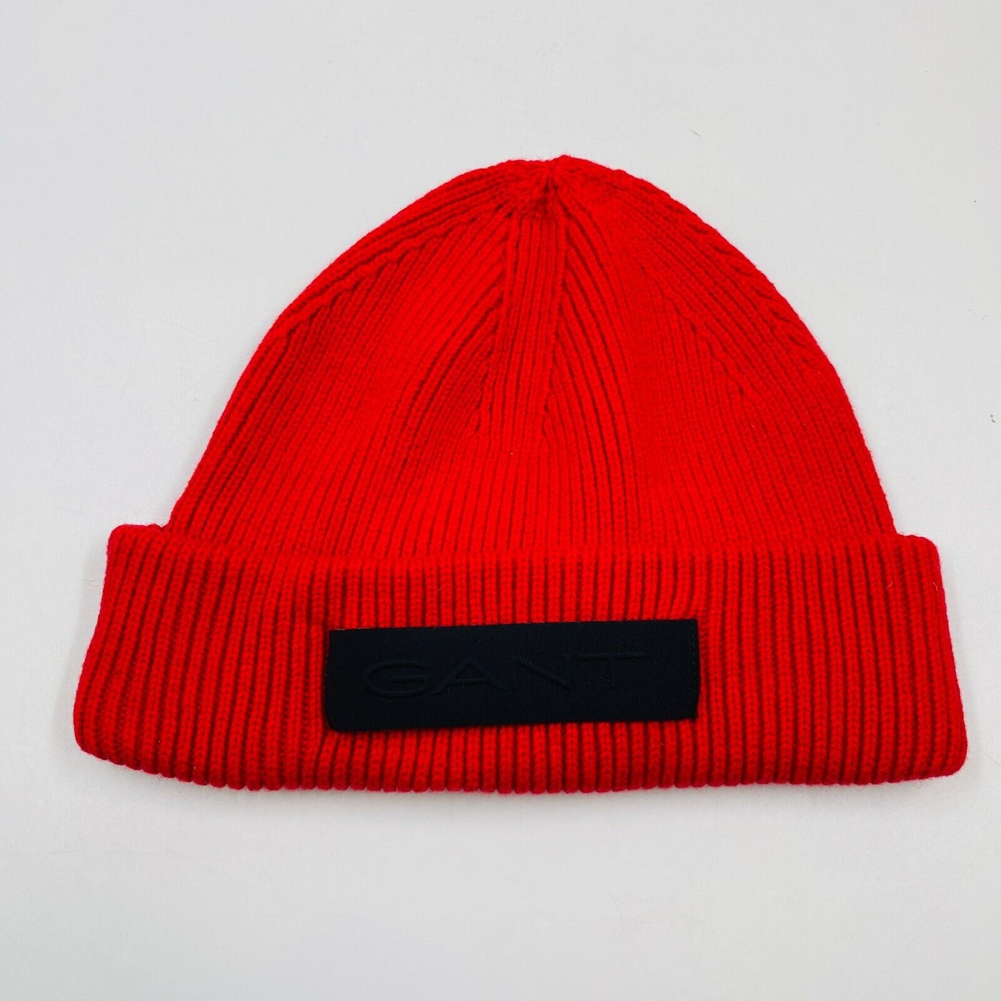 GANT Unisex Red Cotton Wool Blend Beanie Winter Hat One Size