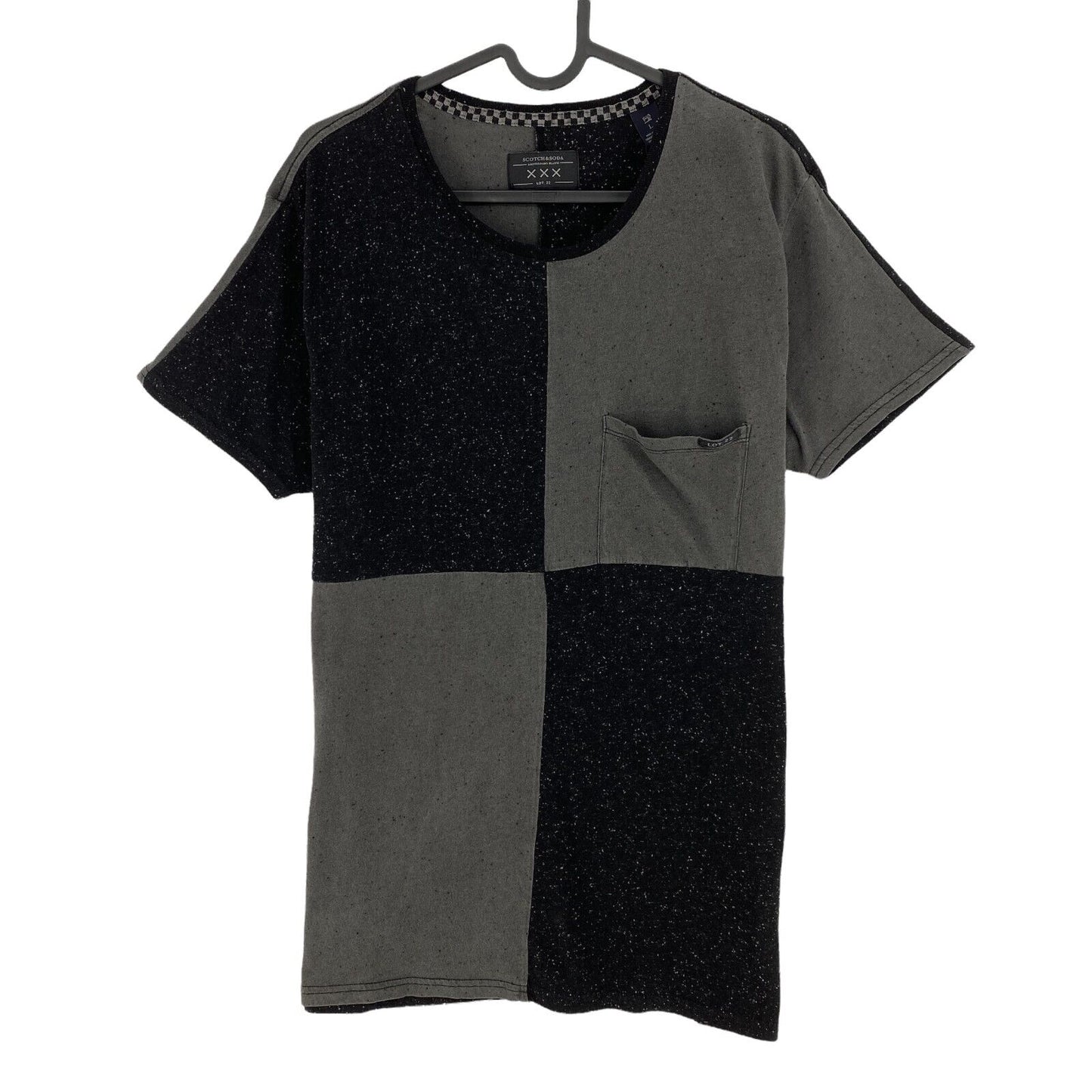 SCOTCH & SODA Grey & Black Square Pocket Crew Neck T Shirt Size S M L