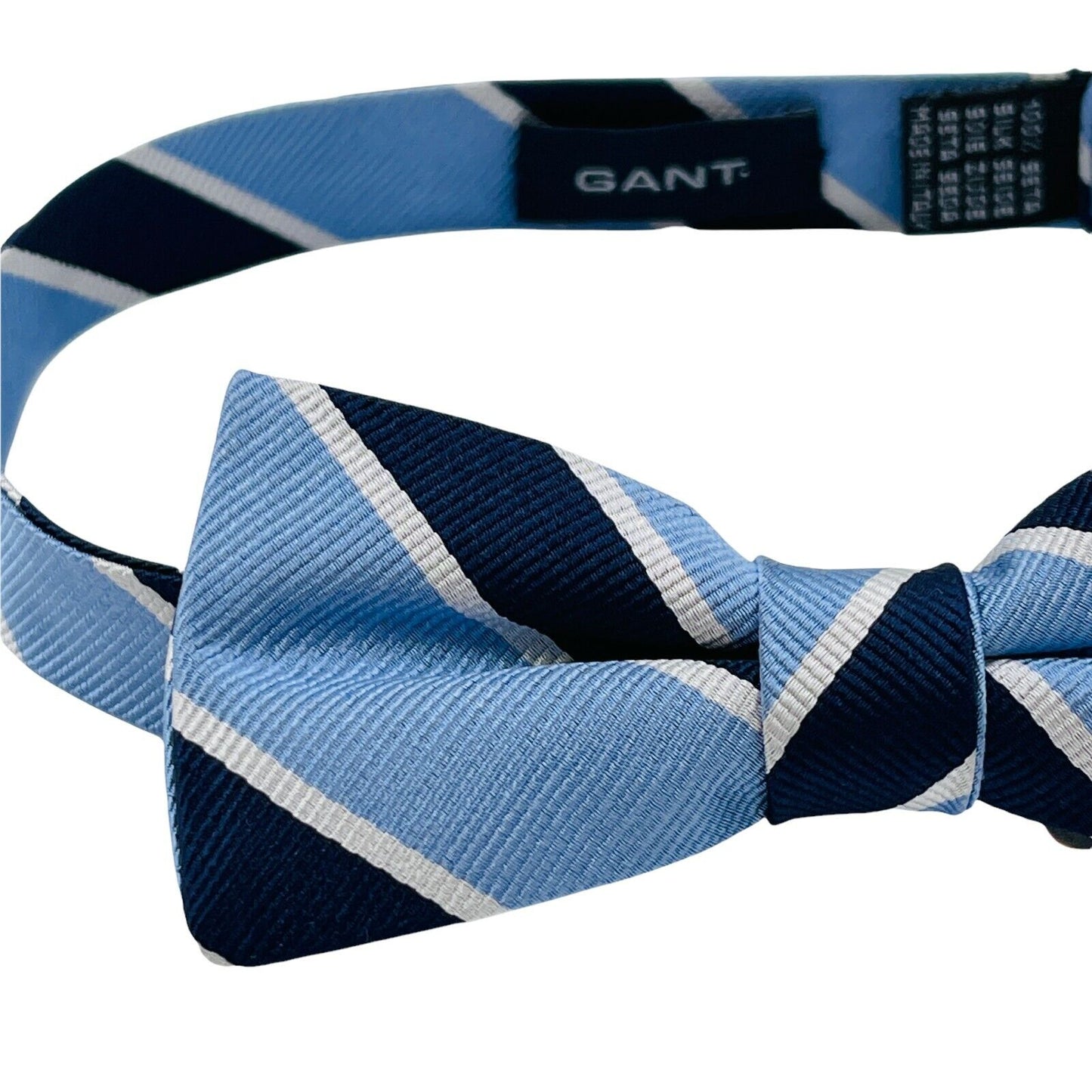 GANT Blue Striped 100% Silk Handsewn Bow Tie Made in Italy