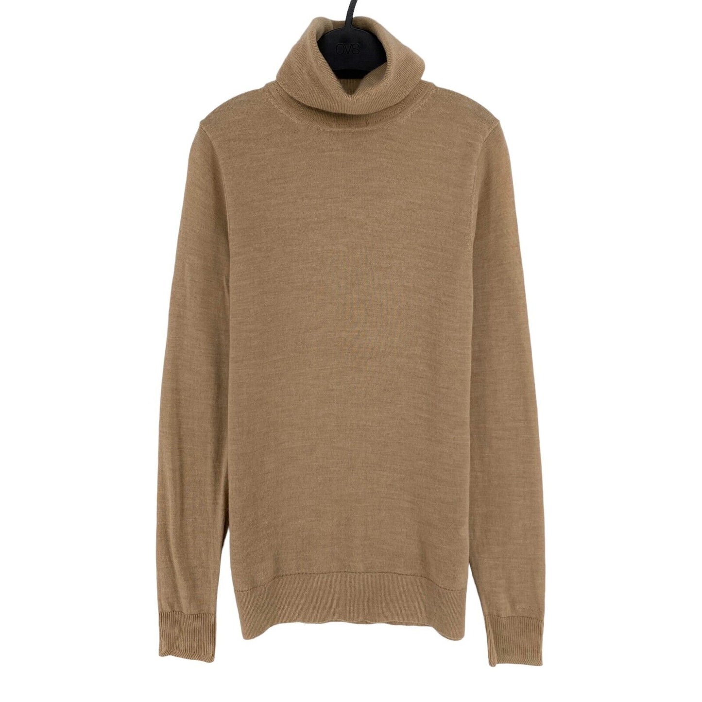 GANT Marron 100% Laine Pull Col Roulé Taille XS