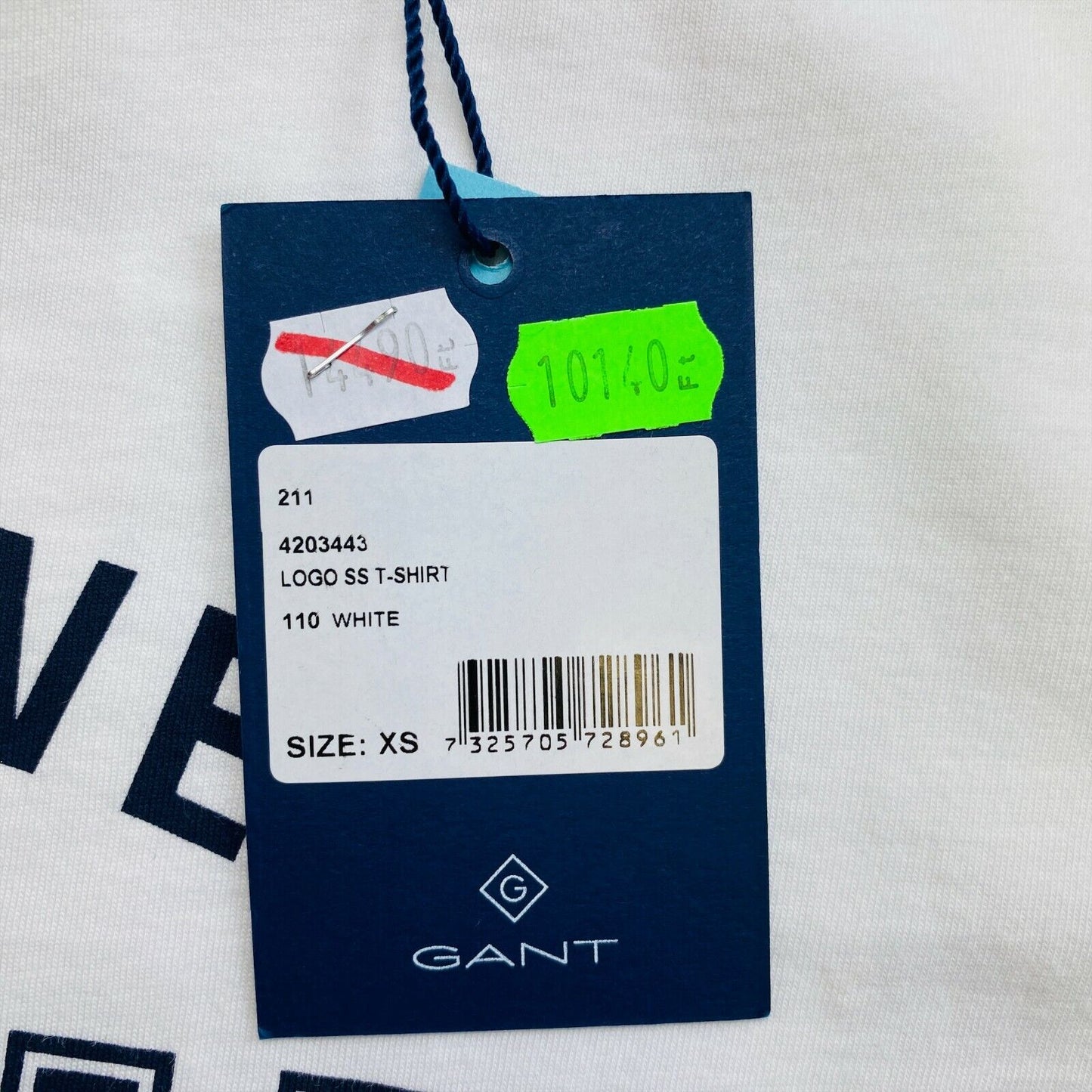 GANT White Logo Crew Neck SS T Shirt Size XS