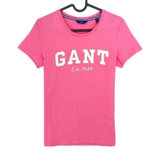 GANT Pink Logo Crew Neck T Shirt Top Size XS