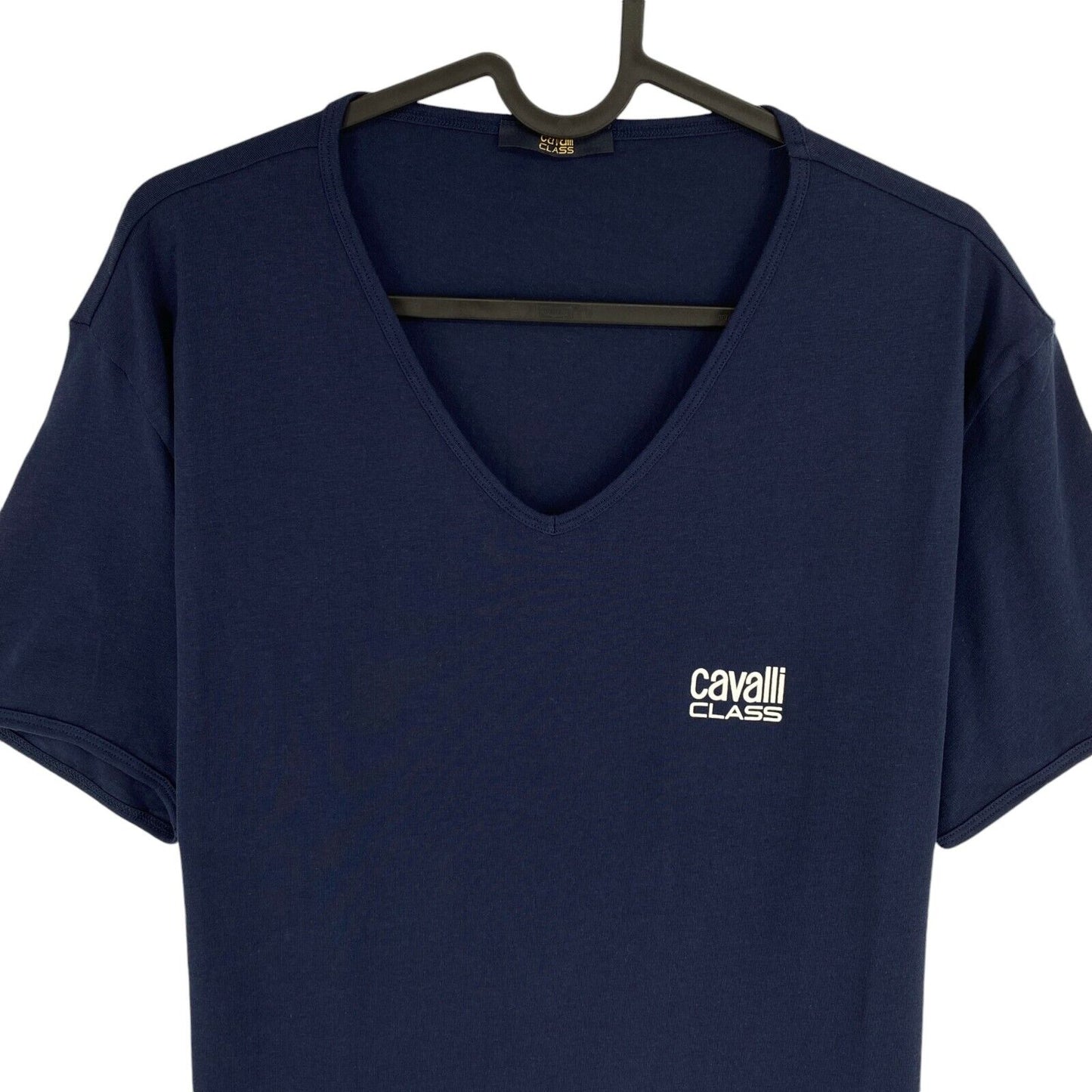 CAVALLI CLASS Men Navy Blue Short Sleeves V Neck T-Shirt Size 2XL XXL