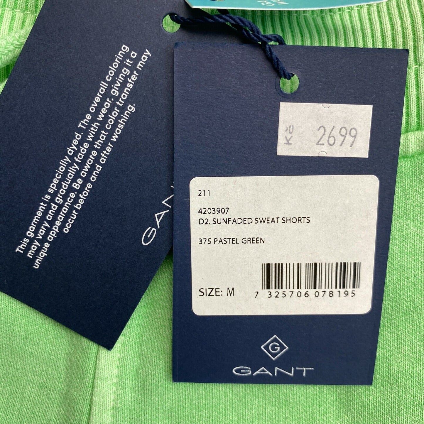 GANT Green Sun Faded Sweat Shorts Size M