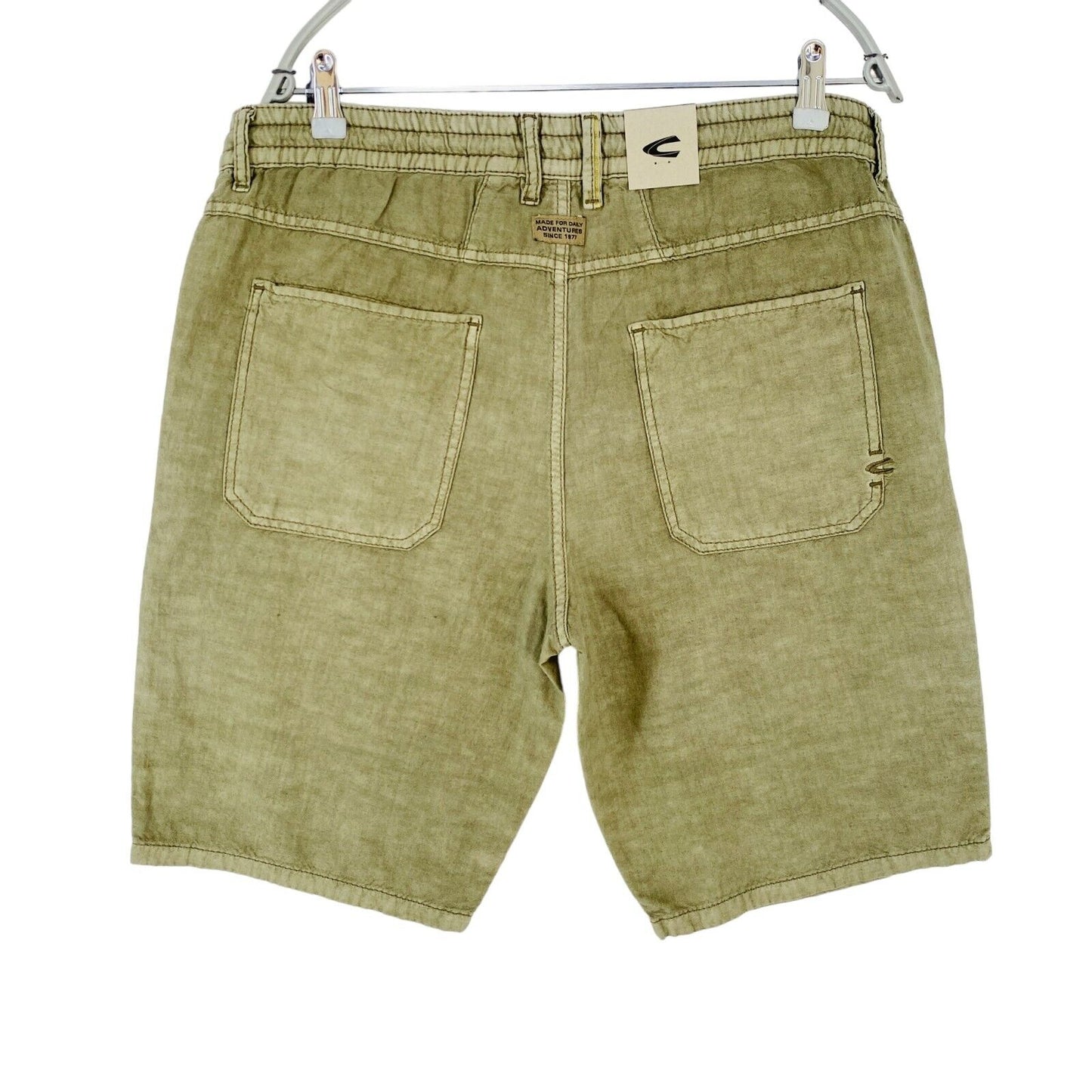 Camel Active HOUSTON Khaki Green Mens Regular Fit Linen Blend Shorts W33