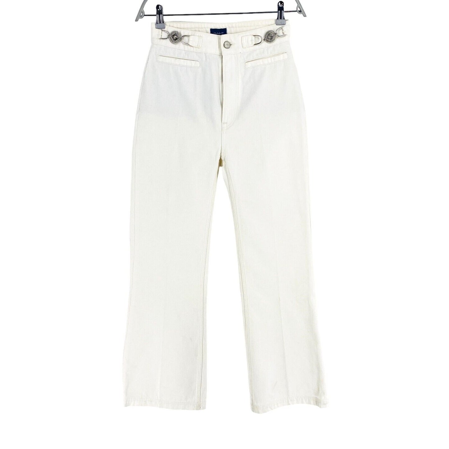 GANT Blanc Icon G Taille Haute Flare ECRU Jeans Taille W27 L34