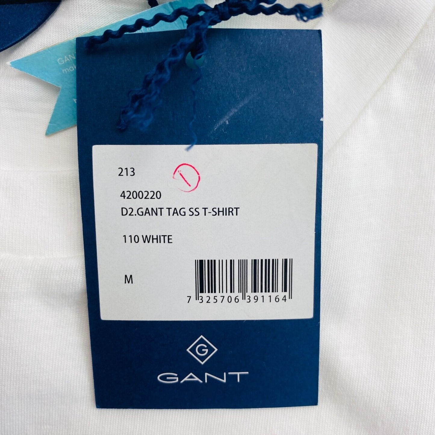 GANT White Gant Tag Crew Neck T Shirt Size M