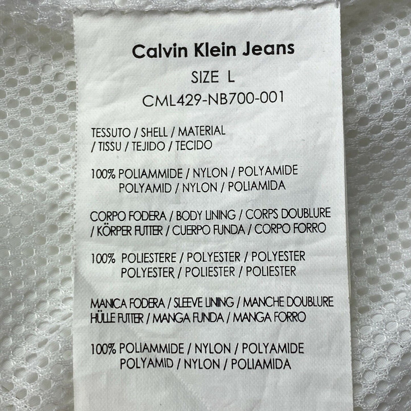 Calvin Klein Jeans White Hooded Jacket Size L