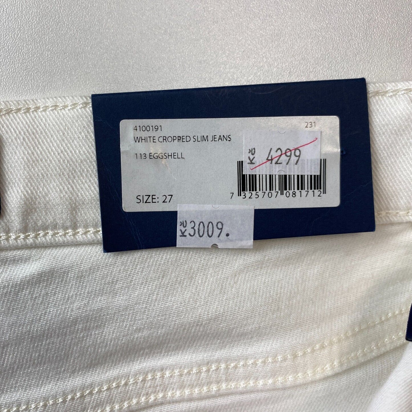 GANT Women White Slim Fit Cropped Jeans W27 L28