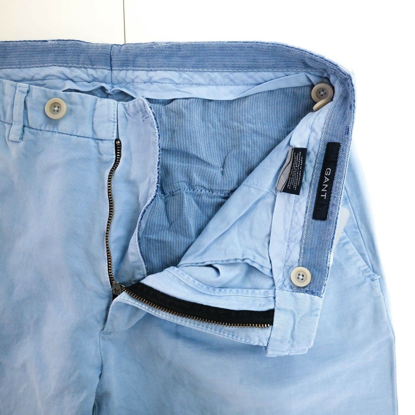 GANT Hellblaue Chinohose aus Baumwoll-Leinen-Mischgewebe, EU 48 50 52 54 56 UK/US