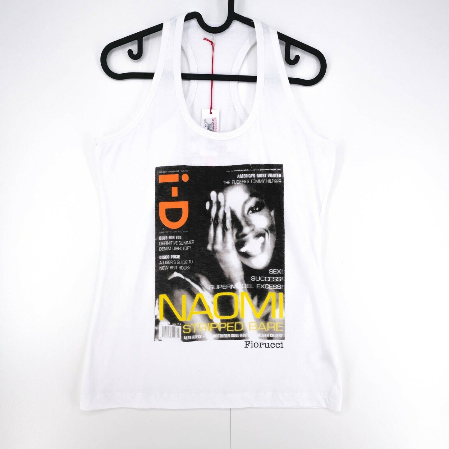 FIORUCCI x Naomi Campbell White Scoop Neck Tank Top T Shirt Size M L