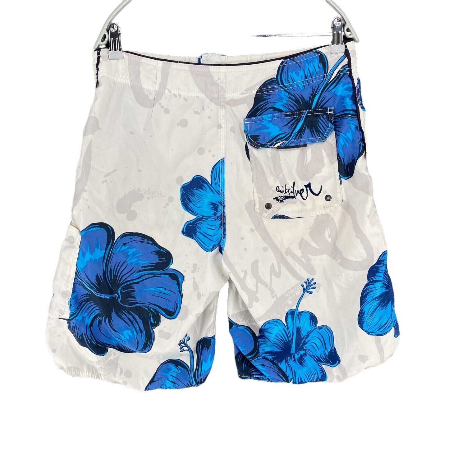 QUIKSILVER Floral White Swimwear Swimming Trunks Shorts Size S