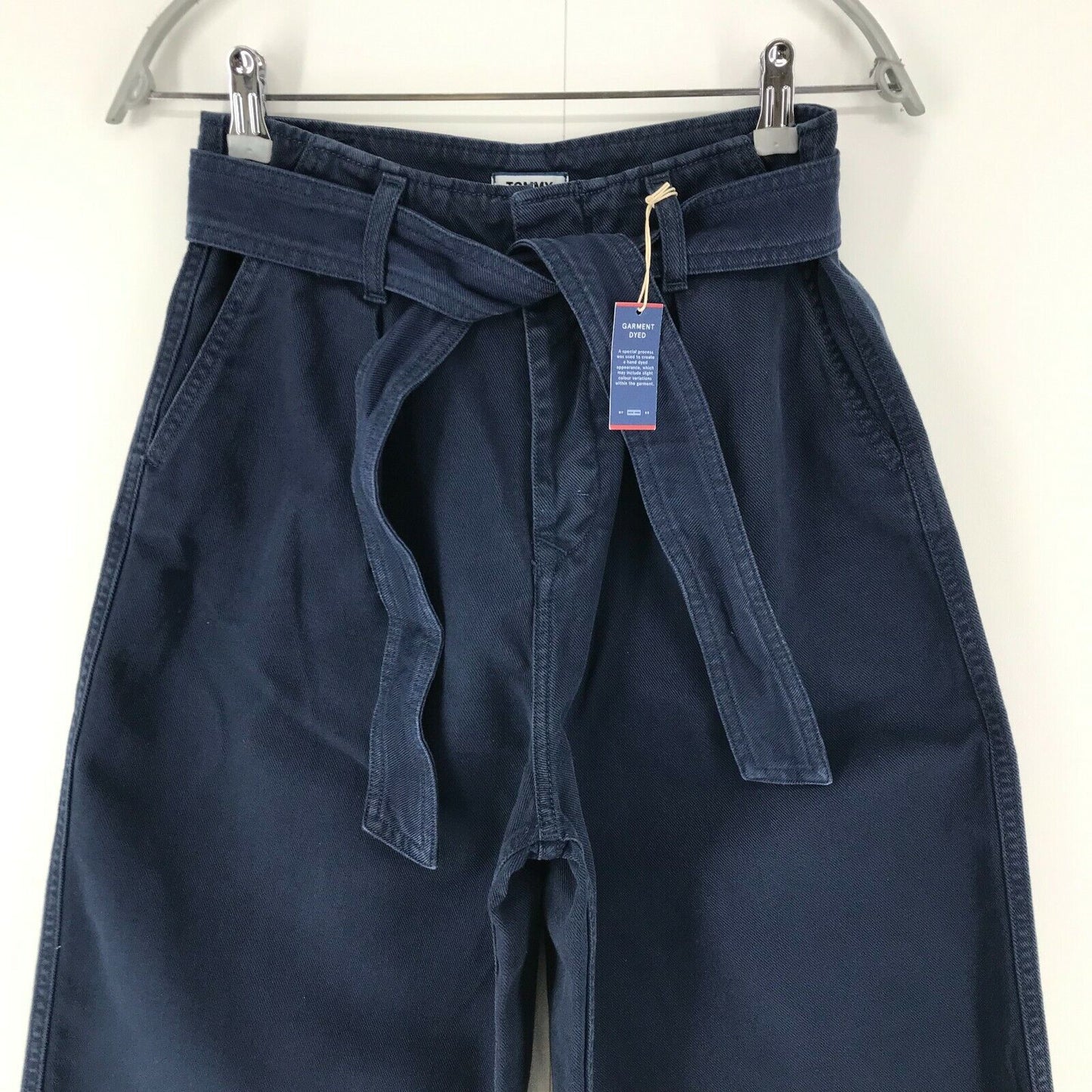 Tommy Hilfiger Women Navy Blue Wide Leg Fit Cropped Bow Jeans W27