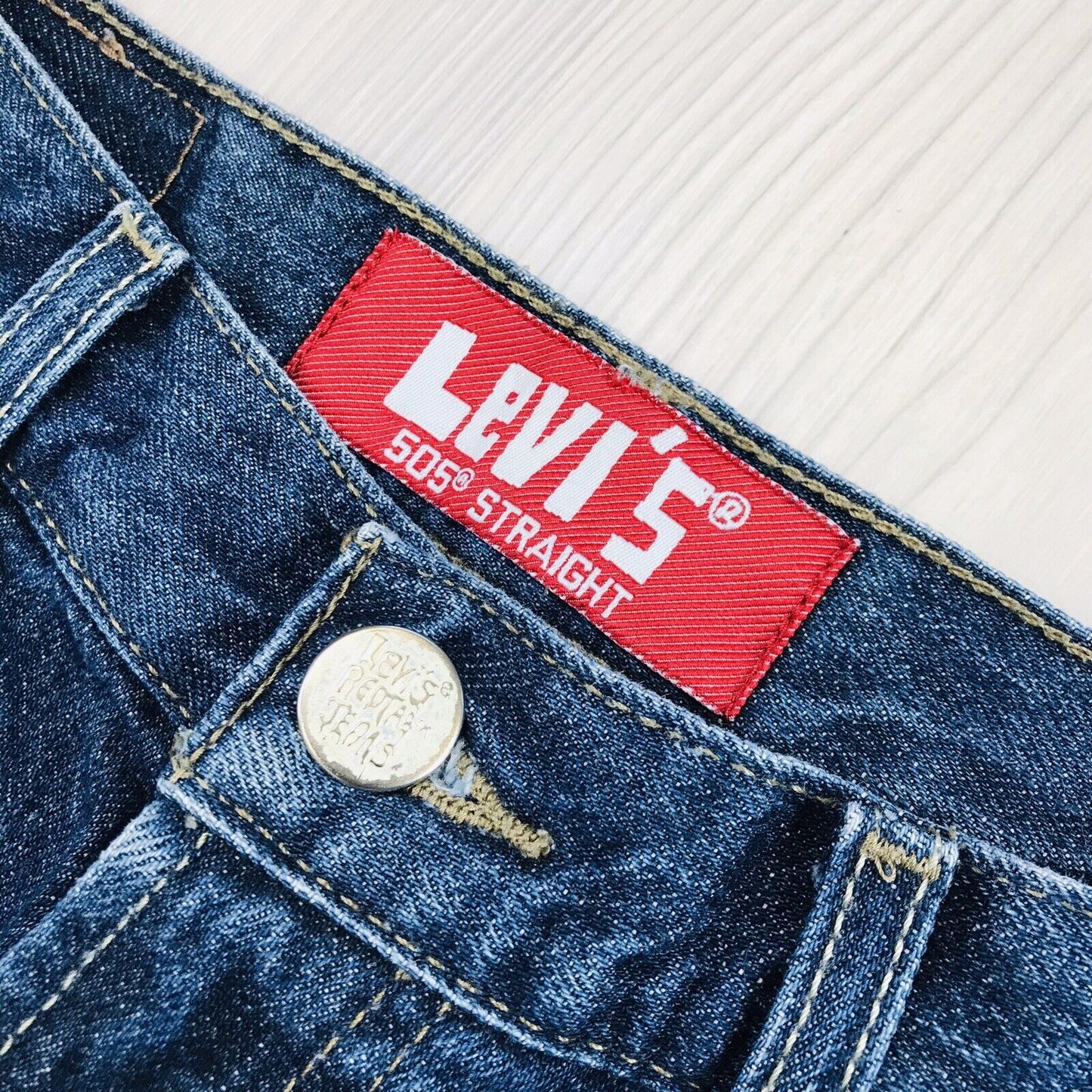 Vintage Levi's 505 Boys Blue Regular Straight Fit Jeans 14 Reg / W27 L27