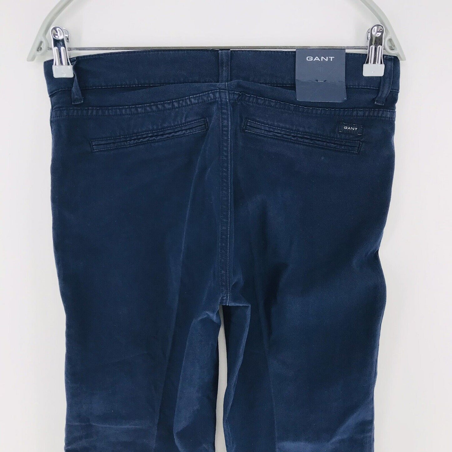 €149 GANT Women Dark Blue Stretch Loose Bootcut Fit Chino Pants Trousers W28 L28