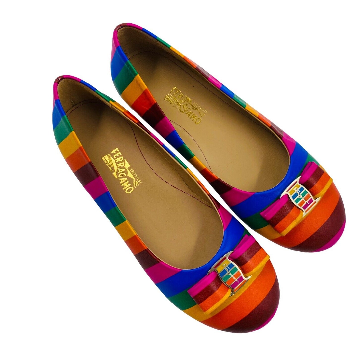 Salvatore Ferragamo Girls Colored Rainbow Min Flat Shoes Size EU 27 UK 9.5