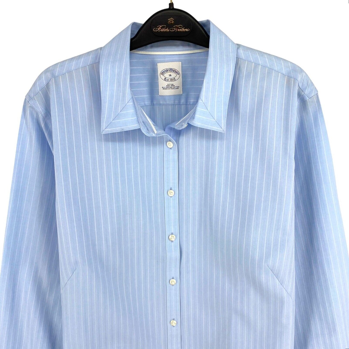 Brooks Brothers Blue Striped Fitted Cotton Shirt Size EU 44 UK 18 US 16