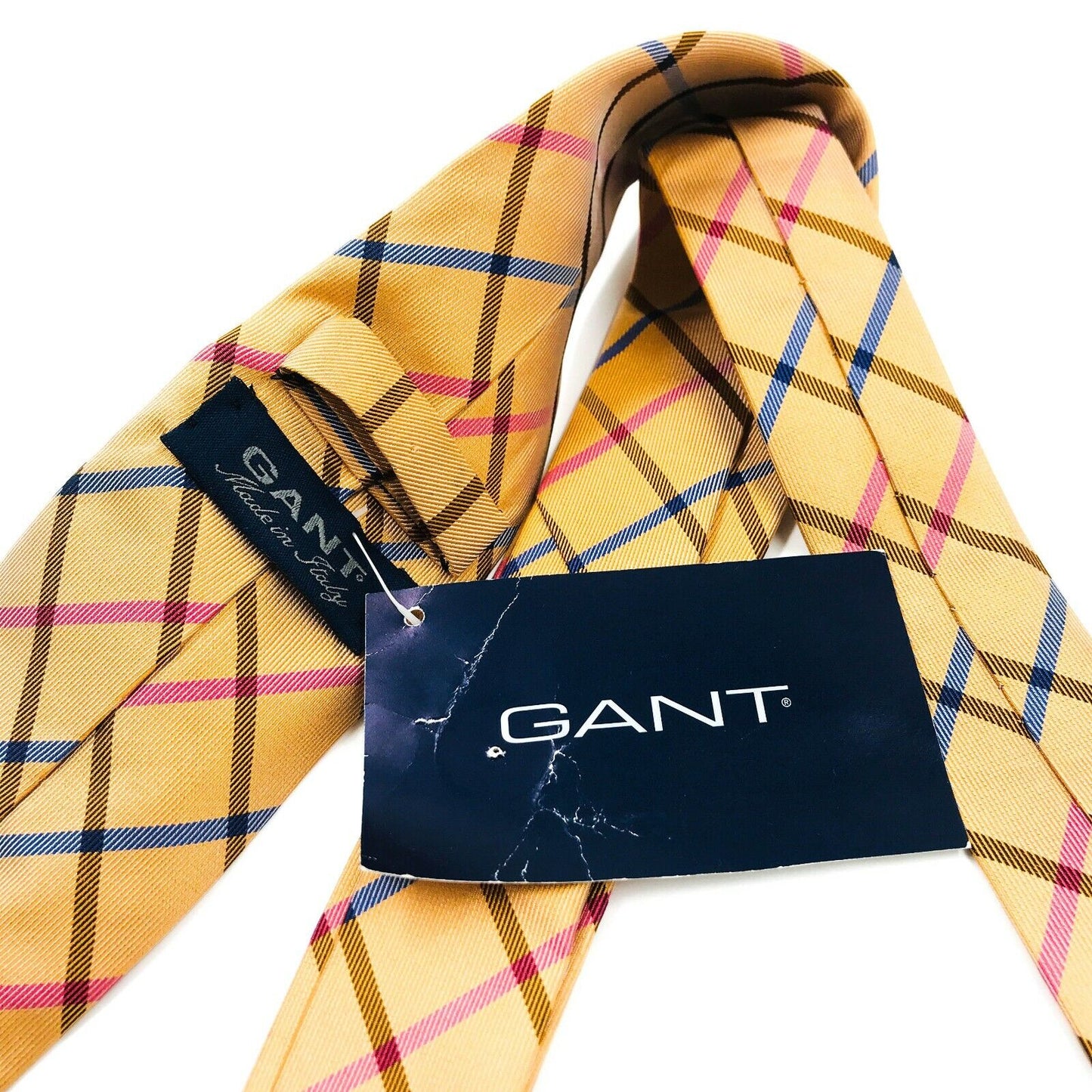 GANT Yellow Striped 100% Silk Handsewn Tie Made In Italy