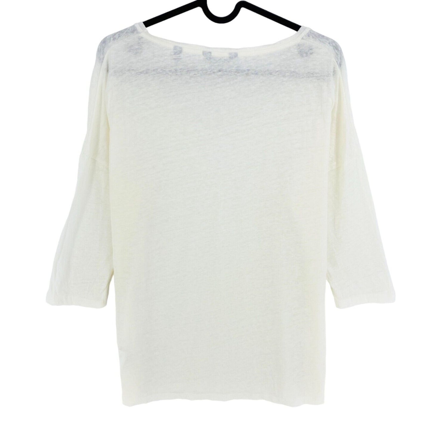 GANT White 100% Linen Scoop Neck T Shirt Size S