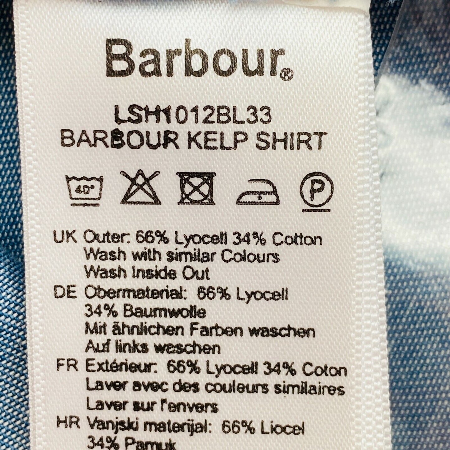 BARBOUR Blaues Kelp Chambray Hemd Größe EU 40 UK 12 US 10