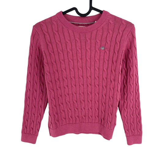 GANT Kids Dark Pink Cotton Cable Knit Crew Sweater Size 7-8 Years 122/128 cm