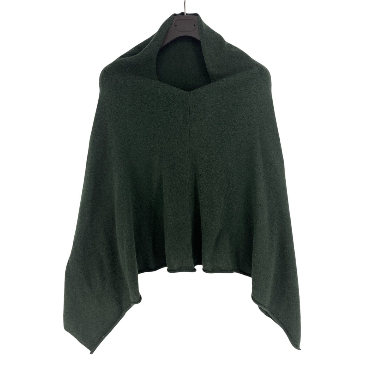 Authentic Cashmere Women Dark Green 100% Cashmere V Neck Poncho Size M