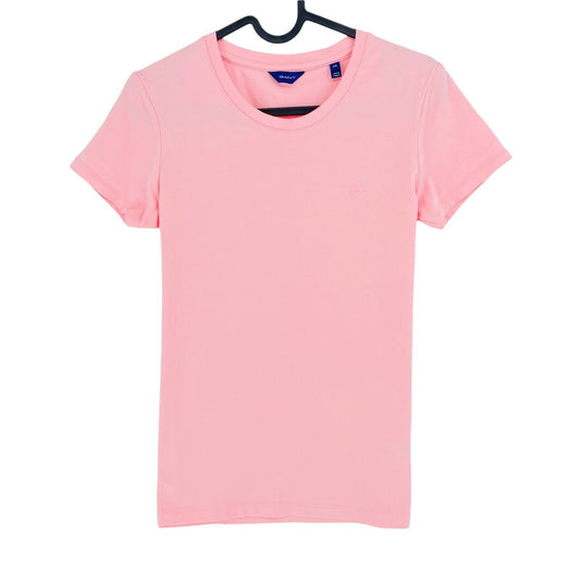 GANT T-Shirt mit Rundhalsausschnitt und kurzen Ärmeln, Rosa, Größe XS