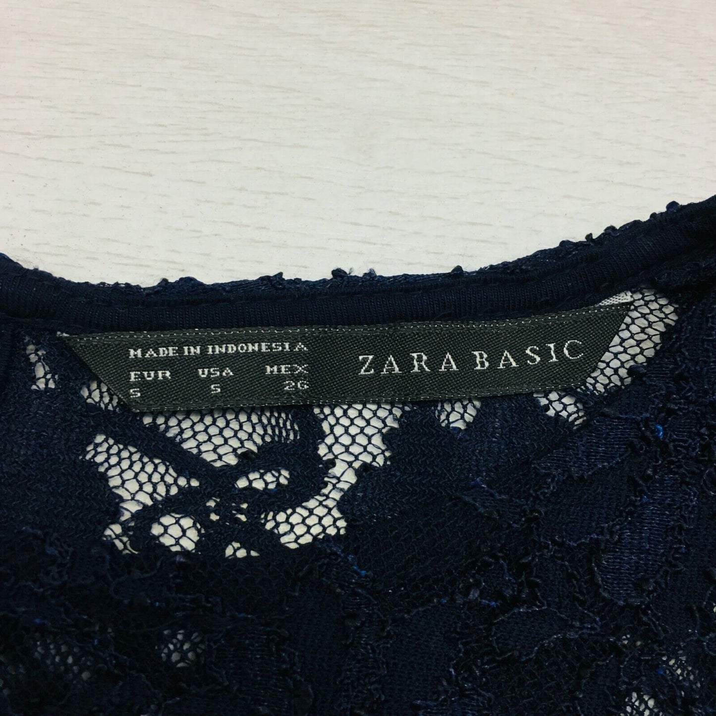 RRP $129 ZARA Dark Blue Long Sleeve Crochet Evening Dress Size S