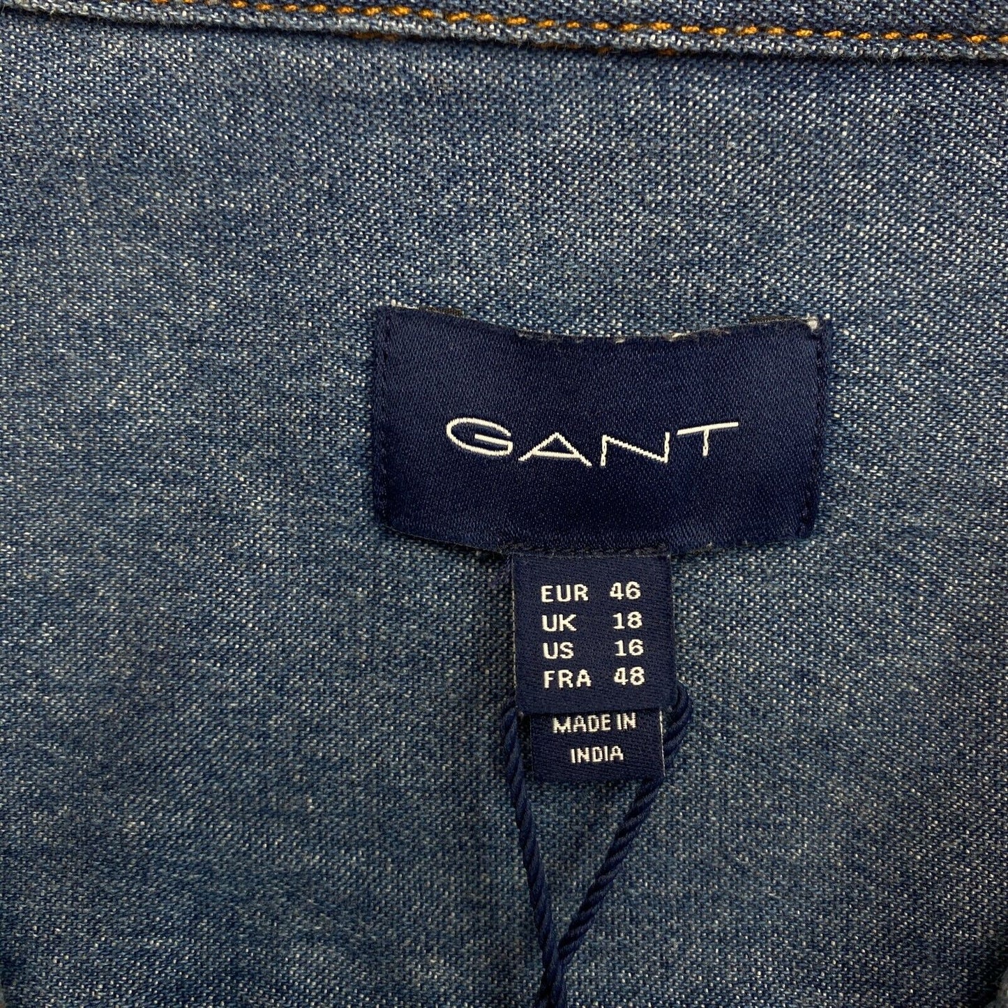 GANT Women Navy Blue Denim Sawtooth Long Sleeves Shirt Size EU 46 UK 18 US 16