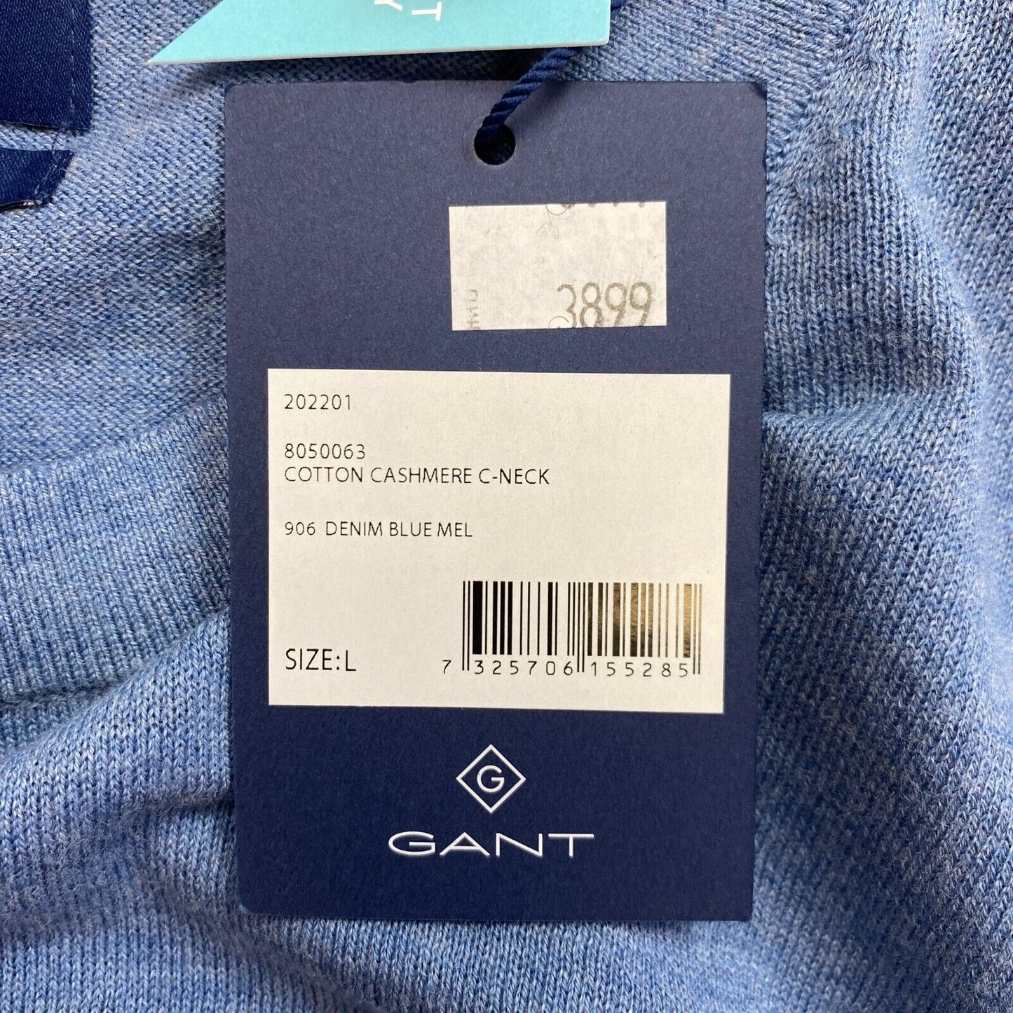 GANT Blue Cotton Cashmere Blend Crew Neck Sweater Pullover Size L