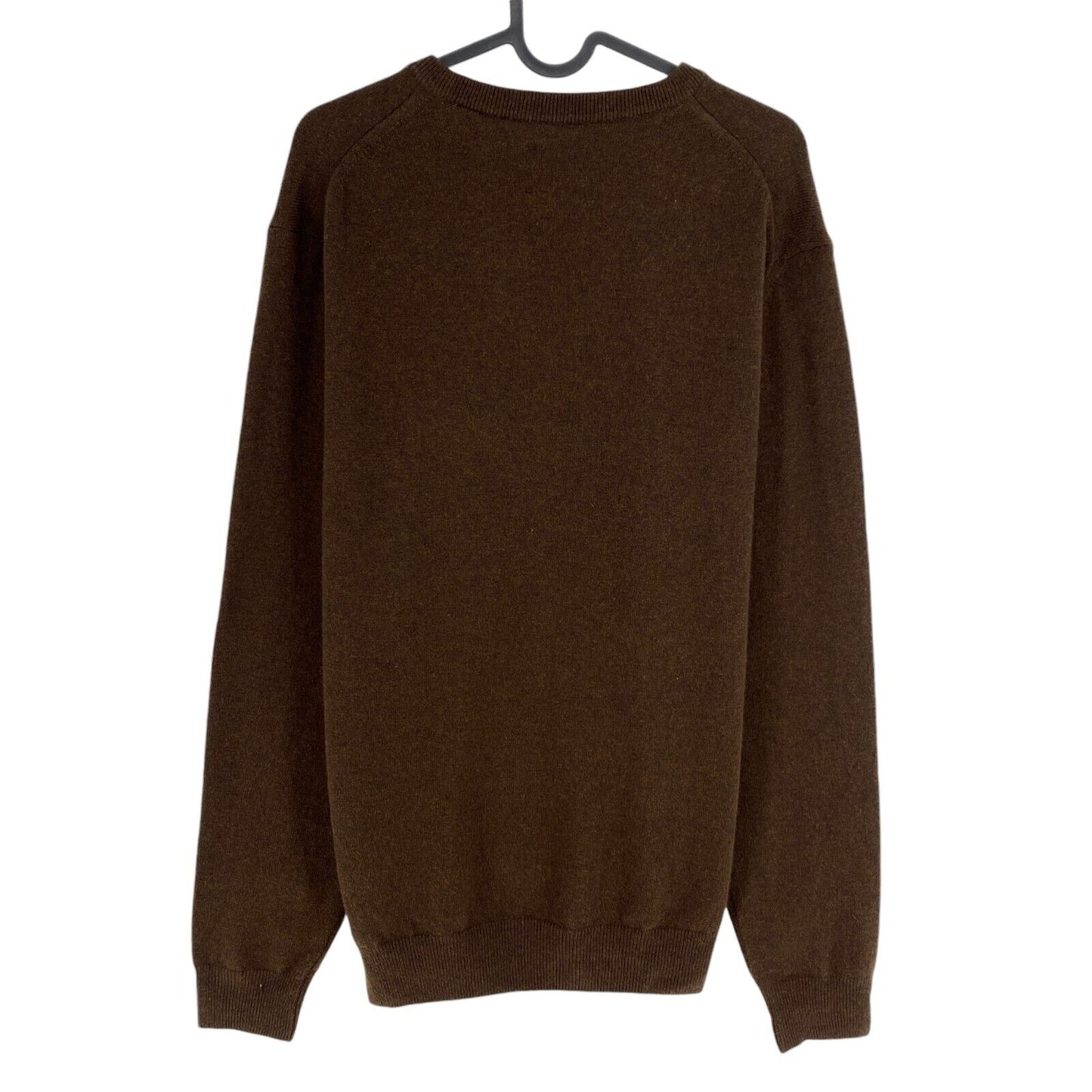 GANT Men Brown 100% Wool V Neck Sweater Pullover Size L