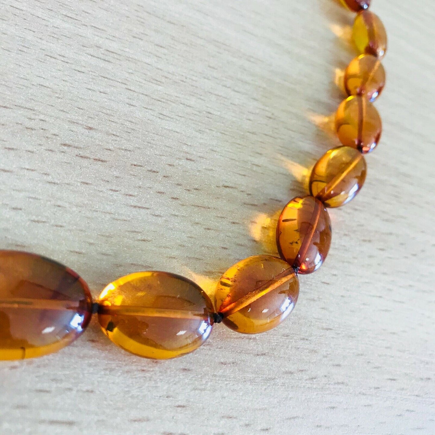 Honey Colour Transparent Natural Polished Baltic Amber Necklace