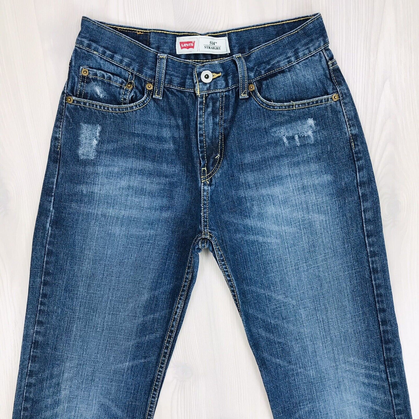 Vintage Levi's 514 Boys Dark Blue Straight Fit Jeans 18 Reg / W29 L29