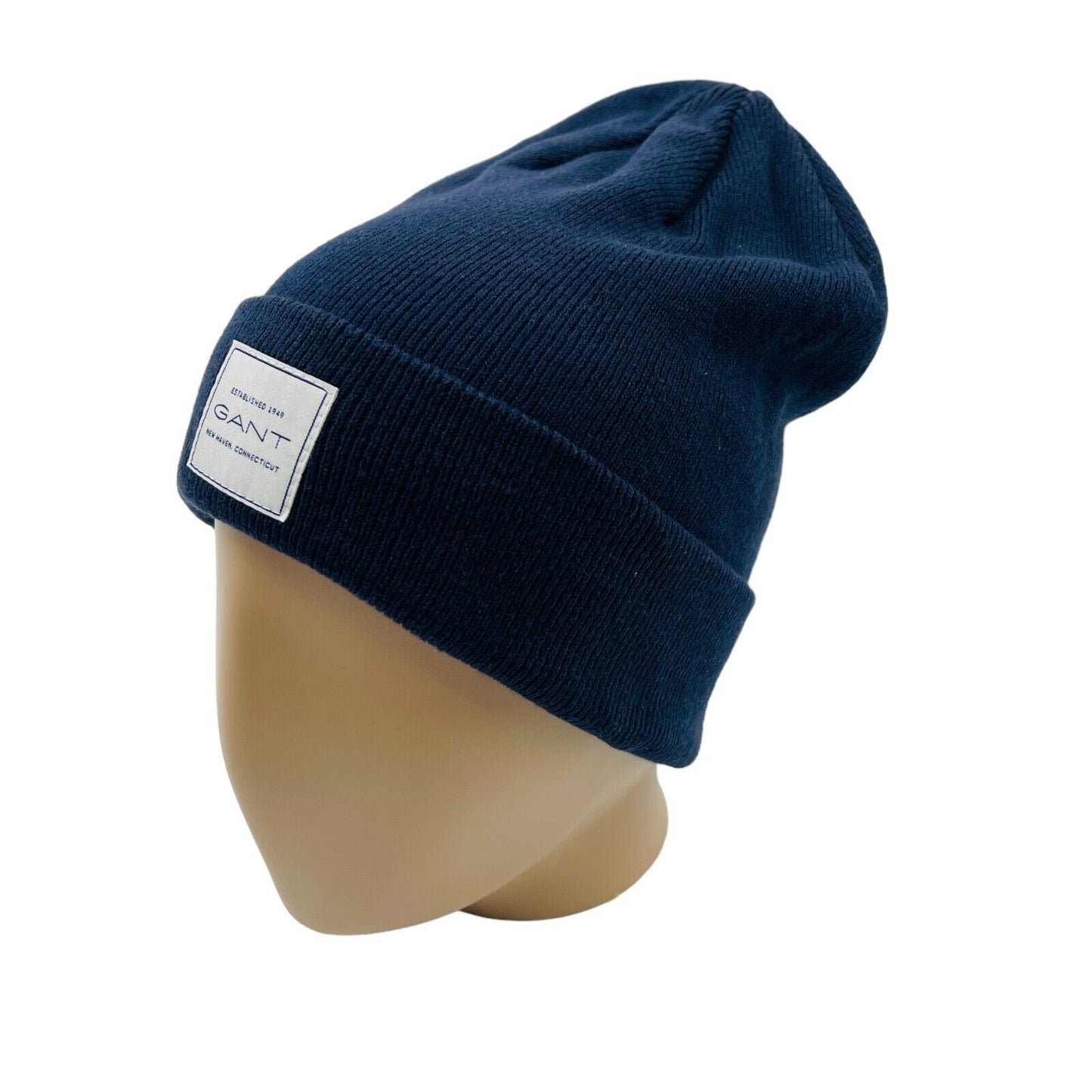 GANT Unisex Dark Blue Cotton Blend Knit Beanie Hat One Size