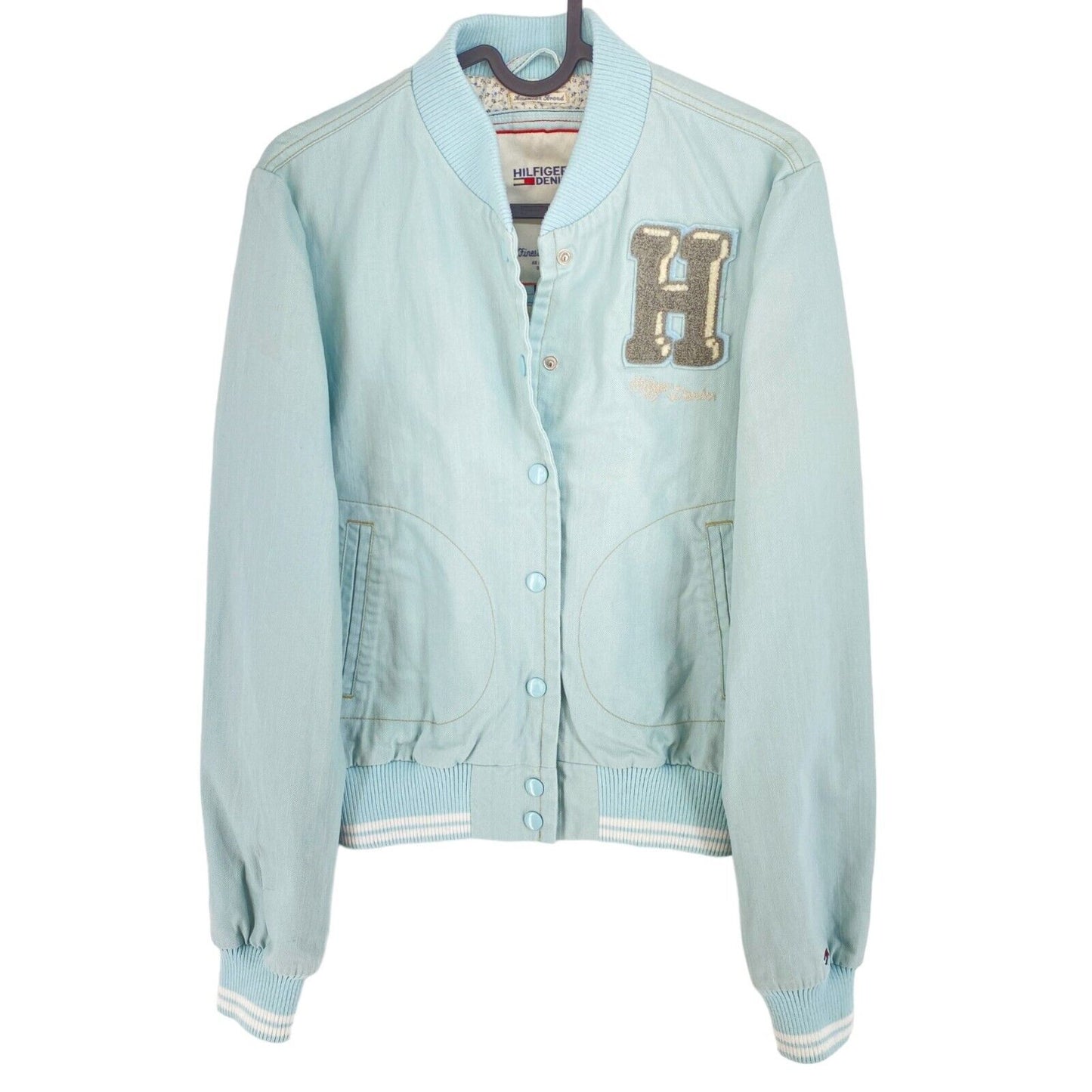 HILFIGER DENIM Light Blue Cotton Bomber Jacket Size S