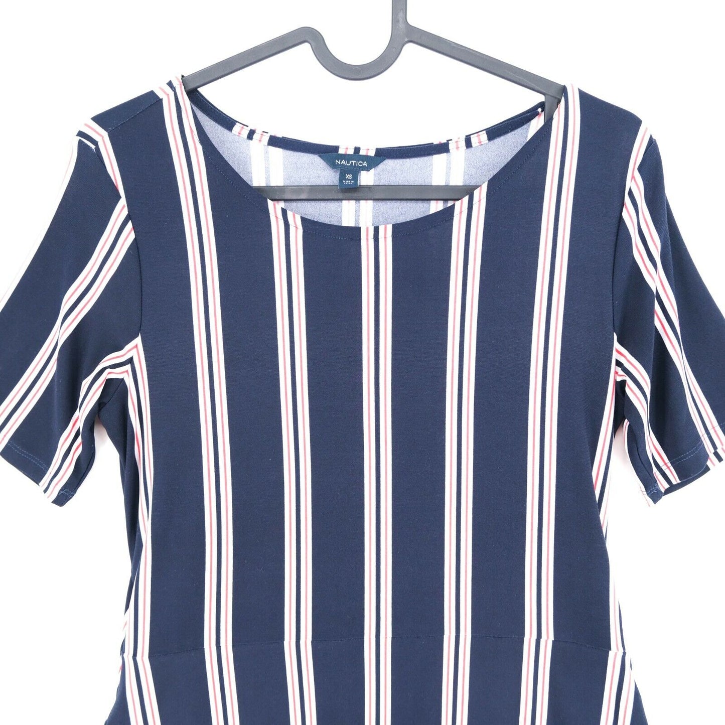 Nautica Blue Striped Crew Neck Dress Size XS