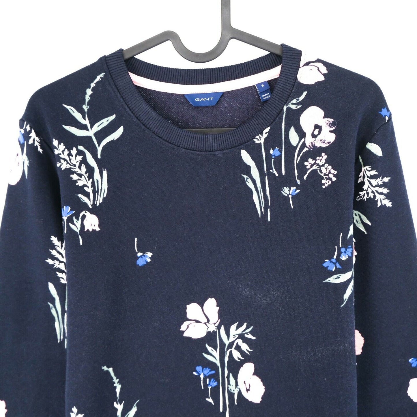 GANT Navy Blue Meadow Print Crew Neck Sweater Jumper Size M