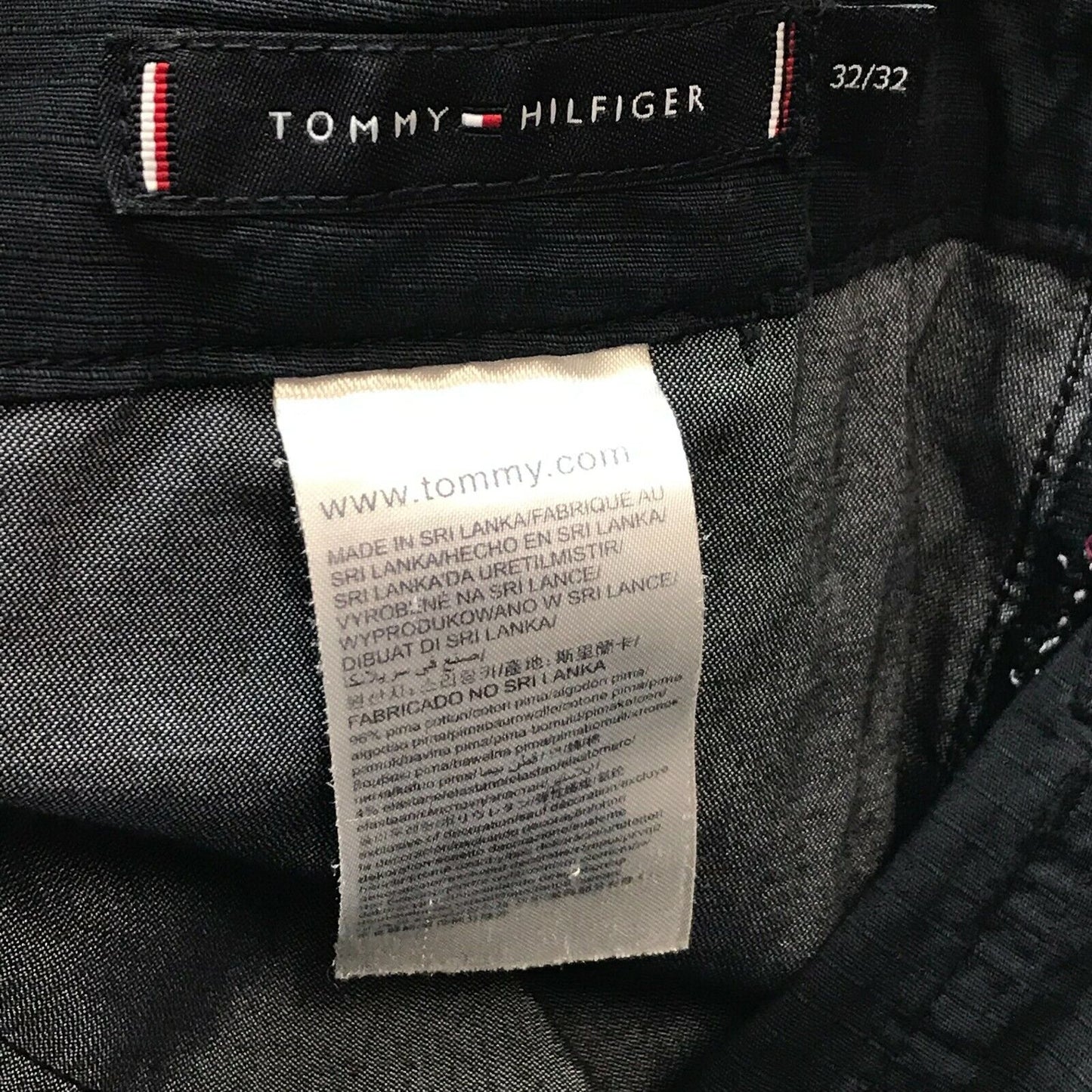 Pantalon Tommy Hilfiger bleu marine coupe régulière taille W32 L32