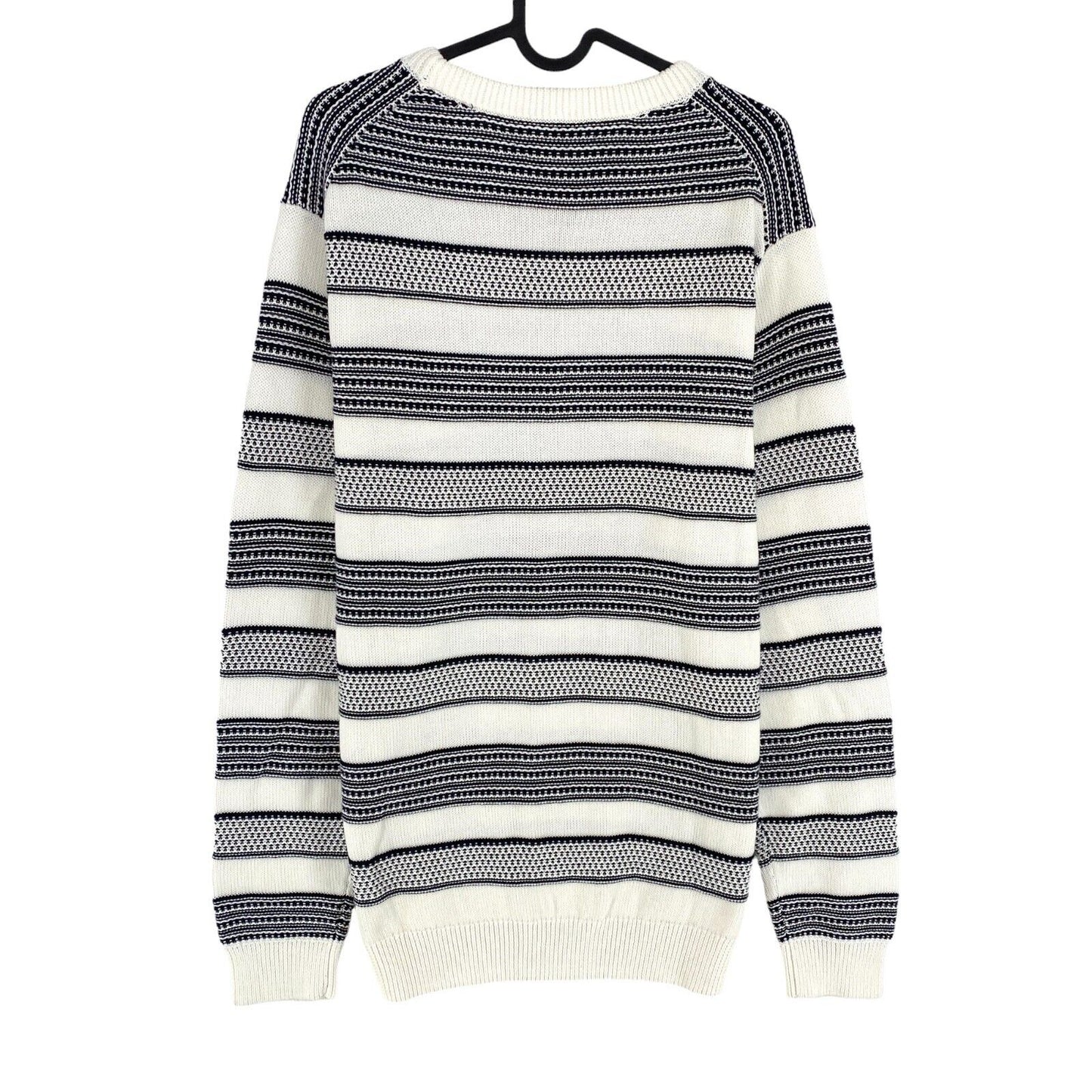 GANT White Bar Stripe Crew Neck Sweater Pullover Size L