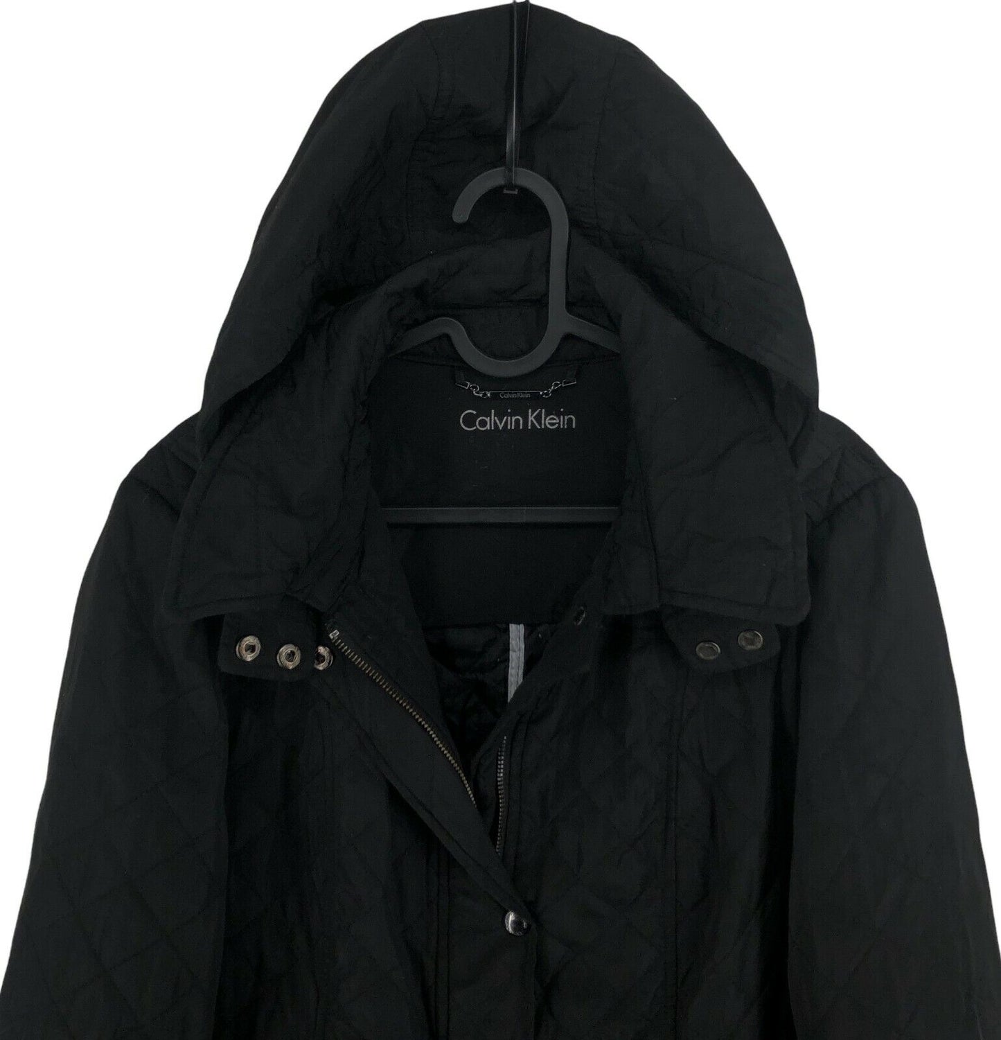 CALVIN KLEIN Black Hooded Padded Quilted Jacket Coat Size L